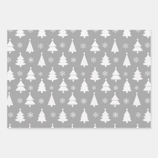 Navy, Aquamarin & Silver Winter Weihnachtsbaummust Geschenkpapier Set (Vorderseite 2)