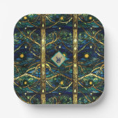 Navy Aquamarin- und Goldmoonlight Forest mit Monog Pappteller (Vorderseite)