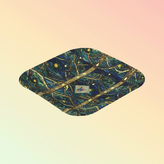 Navy Aquamarin- und Goldmoonlight Forest mit Monog Pappteller