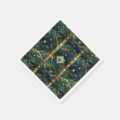 Navy Aquamarin- und Goldmoonlight Forest mit Monog Serviette (Ecke)