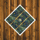 Navy Aquamarin- und Goldmoonlight Forest mit Monog Serviette