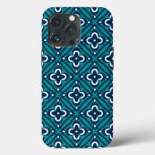 Navy, Aquamarine und weiße Flora Case-Mate iPhone Hülle (Rückseite)