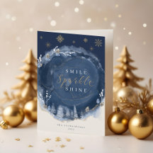 Navy Aquarell & Jewels Winter Night Holiday