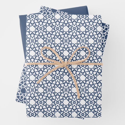 Navy Arabesque Design Geschenkpapier Set (Beispiel)