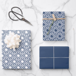 Navy Arabesque Design Geschenkpapier Set