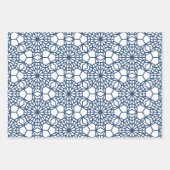 Navy Arabesque Geometric Muster Geschenkpapier Set (Vorderseite)