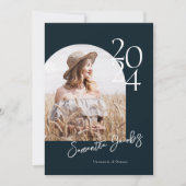 Navy Arch Modern Minimalistisch Foto Graduation Pa Einladung (Vorderseite)