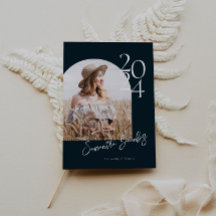 Navy Arch Modern Minimalistisch Foto Graduation Pa