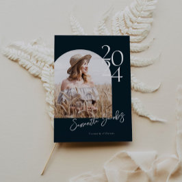 Navy Arch Modern Minimalistisch Foto Graduation Pa Einladung