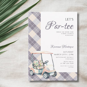 Navy Argyle Golfwagen erlaubt Par Tee Baby Shower Einladung