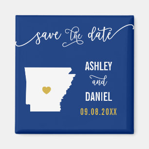 Navy Arkansas Wedding Save the Date Map Magnet