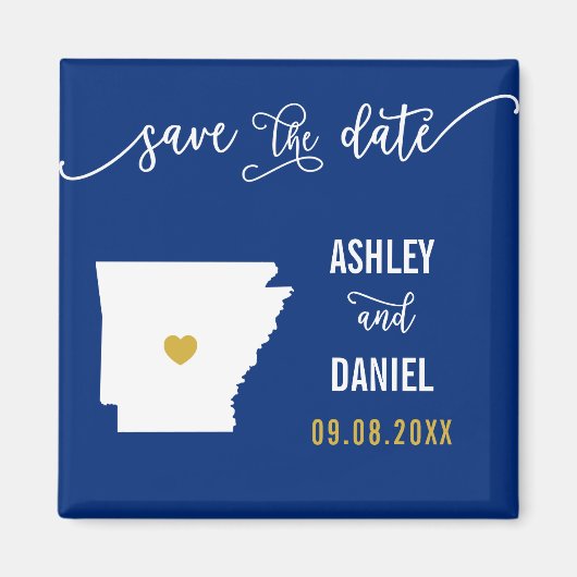 Navy Arkansas Wedding Save the Date Map Magnet (Vorne)