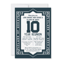 Navy Art Deco 10 Jahre High School Wiedersehen