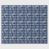 Navy Art Deco Happy Birthday Geschenkpapier (Flach)