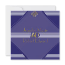 Navy Art Deco Posh Hochzeit Einladung