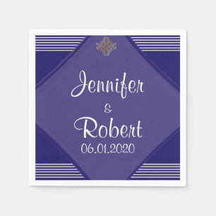 Navy Art Deco Posh Wedding Napkin Serviette