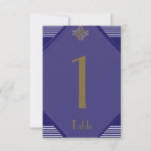 Navy Art Deco Posh Wedding Tischnummer (Vorderseite)