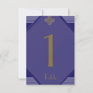 Navy Art Deco Posh Wedding Tischnummer