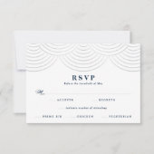 Navy Art Deco String Lights Hochzeit RSVP Karte (Vorderseite)