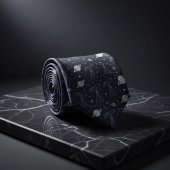 Navy Astronomy Telescopes Planets Stars Pattern Krawatte