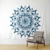 Navy auf weißer Mandala Wandteppich (Beispiel (Horizontal))