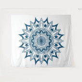 Navy auf weißer Mandala Wandteppich (Vorderseite (Horizontal))