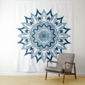 Navy auf weißer Mandala Wandteppich (Beispiel)