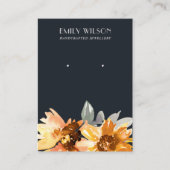 NAVY AUTUMN FALL SUNFLOWER STUD EARRING DISPLAY VISITENKARTE (Vorderseite)