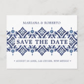 Navy Azulejo | Spanische Tile LACE SAVE THE DATE Ankündigungspostkarte (Vorderseite)