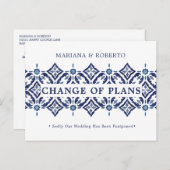 Navy Azulejo | Spanischer FLÄCHENWECHSEL Ankündigungspostkarte (Vorne/Hinten)