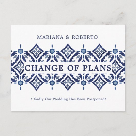 Navy Azulejo | Spanischer FLÄCHENWECHSEL Ankündigungspostkarte (Vorderseite)