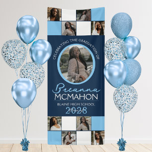 Navy & Baby Blue 9 Foto Collage Abschluss Vinyl Banner