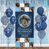 Navy & Baby Blue 9 Foto Collage Abschluss Vinyl Banner