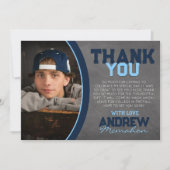 Navy & Baby Blue Chalkboard Grad Dankeschön Karte (Vorderseite)