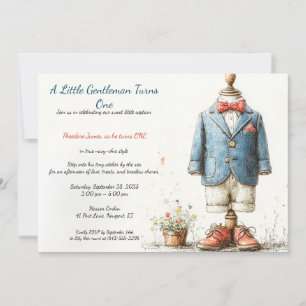 Navy Baby Boy 1. Geburtstag & Perfume Skizze Einladung