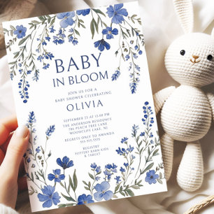 Navy Baby in Blütendusche Einladung
