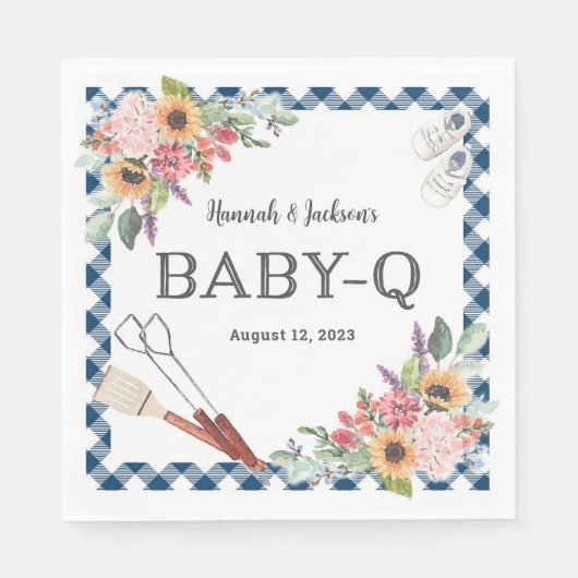 Navy Baby-Q Dusche Personalisiert Napkins Serviette (Vorderseite)