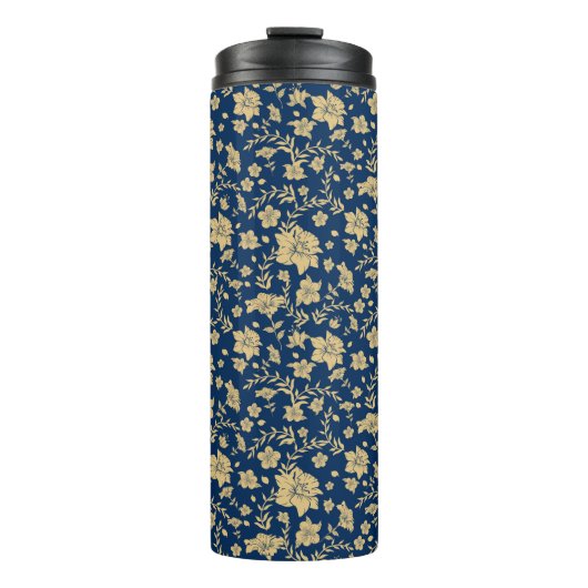 Navy Background Gold akzentuiert Wärmespeicher Thermosbecher (Vorderseite)