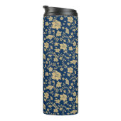 Navy Background Gold akzentuiert Wärmespeicher Thermosbecher (Nach rechts gedreht)