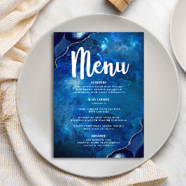 Navy Bar Mitzvah Galaxy Aquarellschrift Menükarte