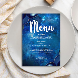 Navy Bar Mitzvah Galaxy Aquarellschrift Menükarte