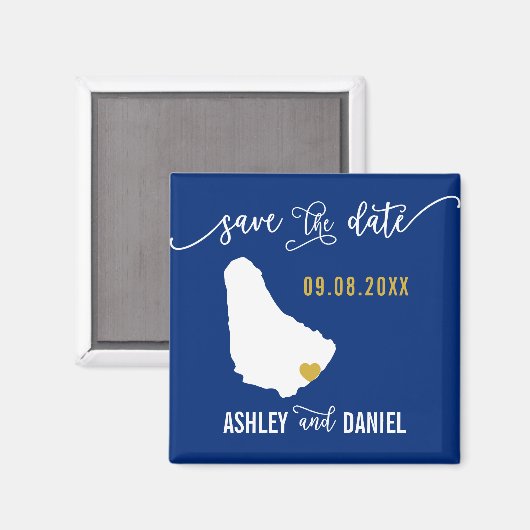 Navy Barbados Wedding Speichern Sie die Datumskart Magnet (Vorderseite/Rückseite)