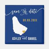 Navy Barbados Wedding Speichern Sie die Datumskart Magnet (Vorne)