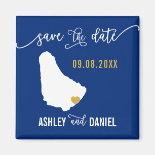 Navy Barbados Wedding Speichern Sie die Datumskart Magnet