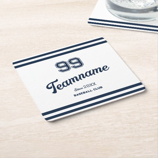 Navy Baseball Club Benutzerdefinierte Player-Numme Rechteckiger Pappuntersetzer (angewinkelt)