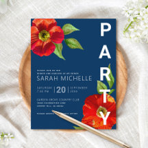 Navy Bat Mitzvah Floral Wasserfarbe Bold Modern