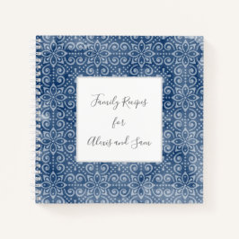 Navy Batik Personalisiert Family Rezept Notebook Notizblock