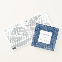 Navy Batik Personalisiert Family Rezept Notebook Notizblock