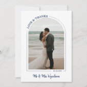 Navy Beautiful Arch Wedding Foto Liebe & Danke (Vorderseite)