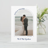 Navy Beautiful Arch Wedding Foto Liebe & Danke (Stehend Vorderseite)